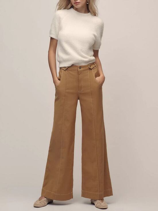 Anthropologie Pants - Anthropologie Maeve Women’s Contrast Stitch High Rise Wide Leg Pants Size 8